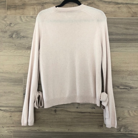 Alexis Wool/Cashmere Blend Cream Tie Cuff Sweater Size M - Picture 6 of 7